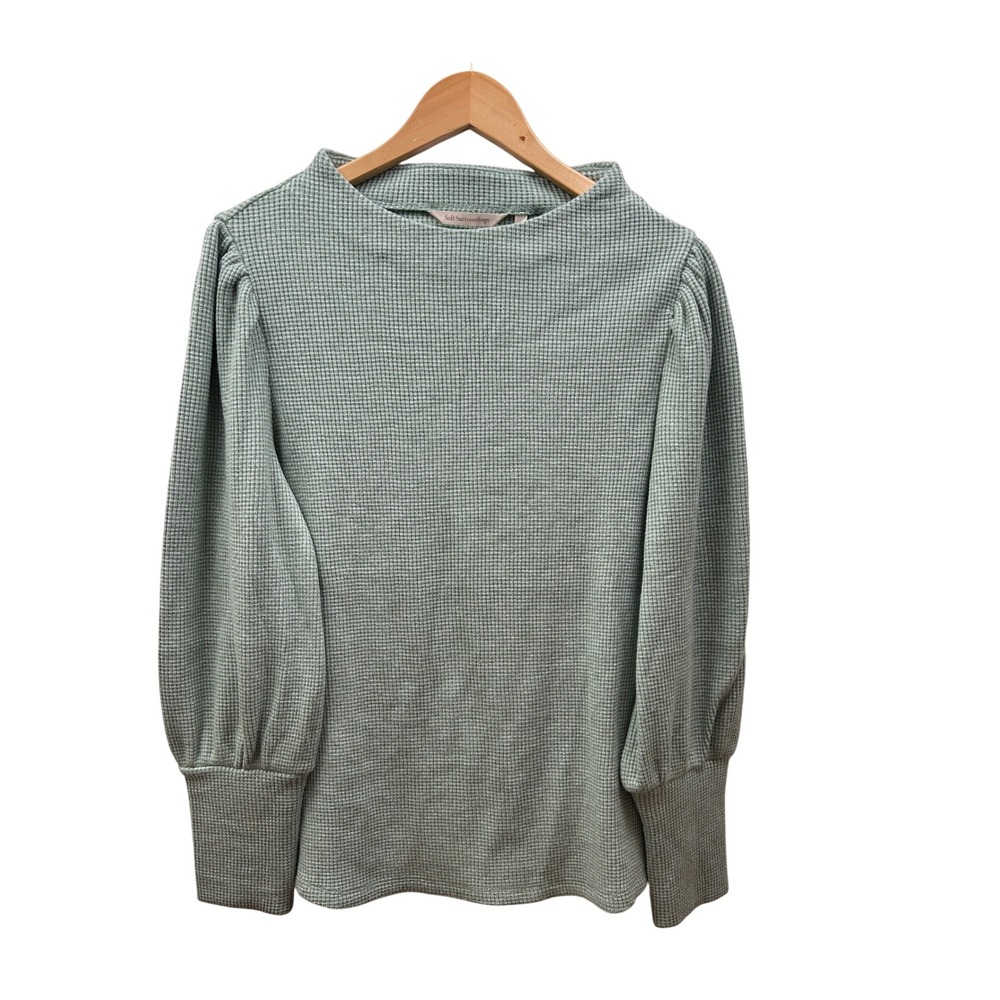 Soft Surroundings Melina Waffle Pullover Women's Large‎ Sage Heather Knit